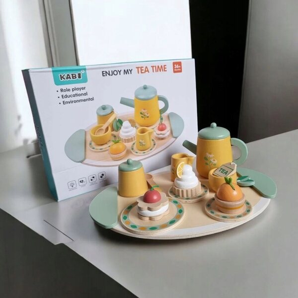 Kabi Kinder-Teeservice aus Holz mit Zubehör, sicher und originell