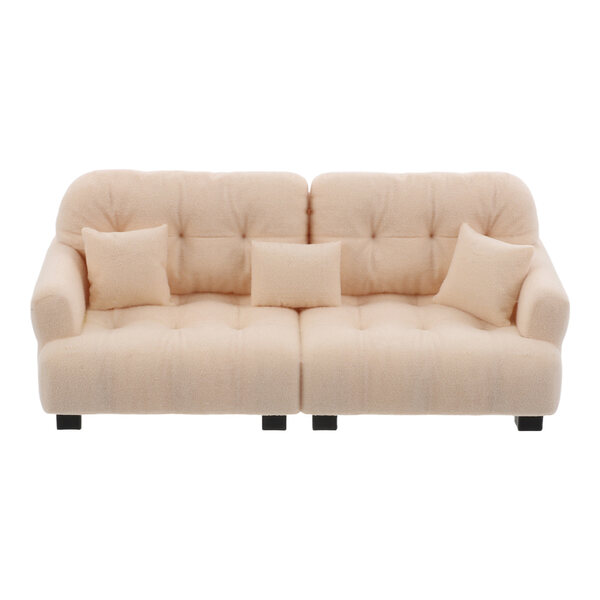Beige Plastiksofa-Miniatur für Puppenhaus, realistisch und weich