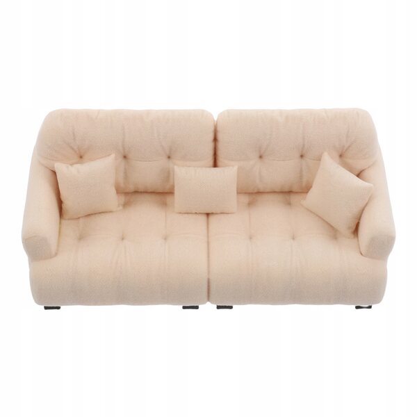 Beige Plastiksofa-Miniatur für Puppenhaus, realistisch und weich