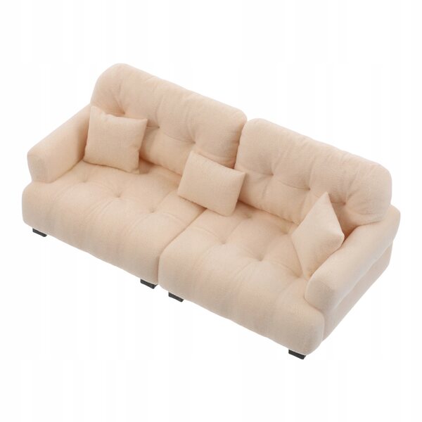 Beige Plastiksofa-Miniatur für Puppenhaus, realistisch und weich
