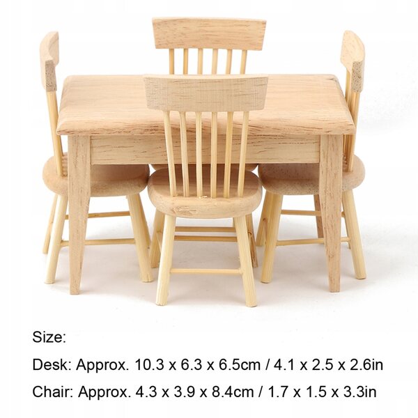 Set mobili in legno per casa delle bambole 1:12 - scrivania e sedia miniatura