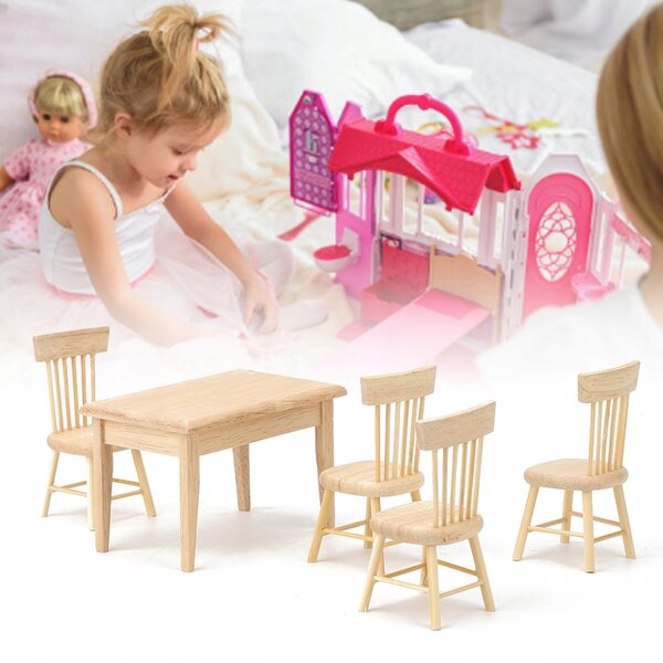 Set mobili in legno per casa delle bambole 1:12 - scrivania e sedia miniatura