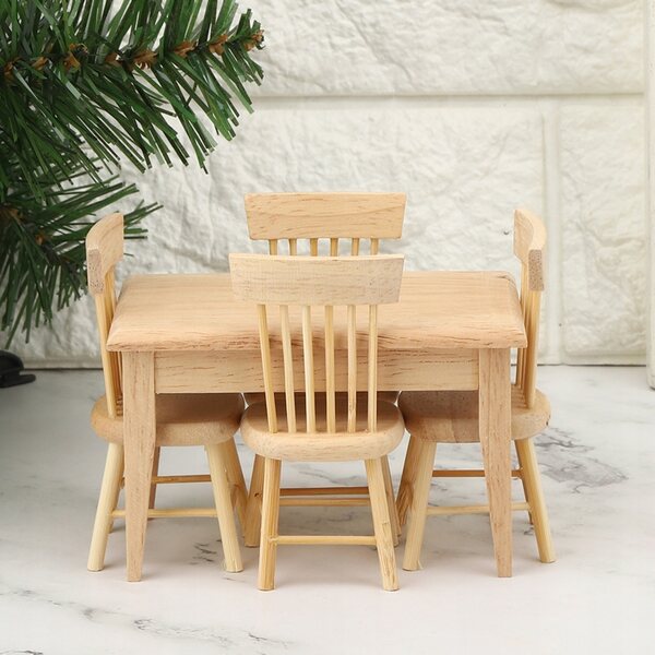 Set mobili in legno per casa delle bambole 1:12 - scrivania e sedia miniatura