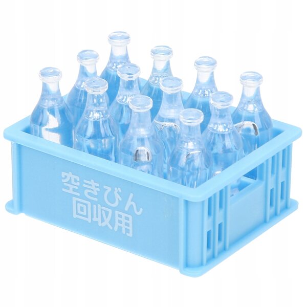 Mini accessorio casa delle bambole scatola bevanda azzurra in plastica 3,6x2,7 cm