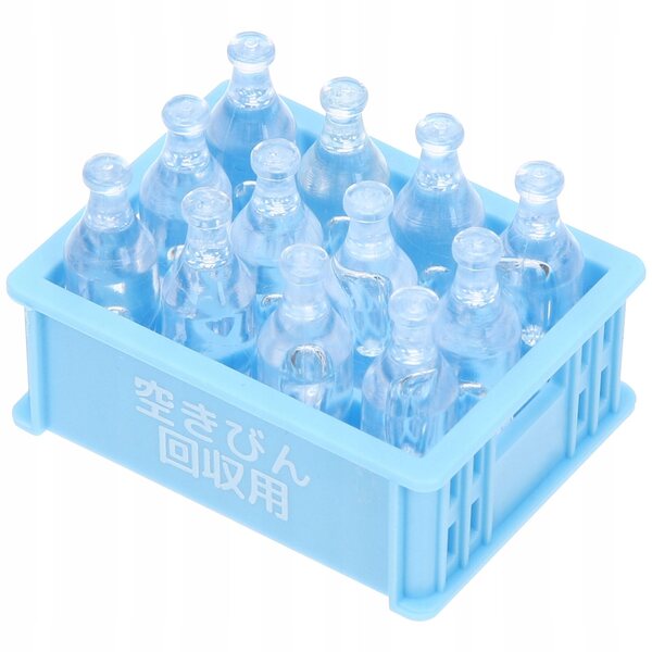 Mini accessorio casa delle bambole scatola bevanda azzurra in plastica 3,6x2,7 cm
