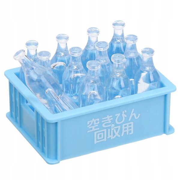 Mini accessorio casa delle bambole scatola bevanda azzurra in plastica 3,6x2,7 cm