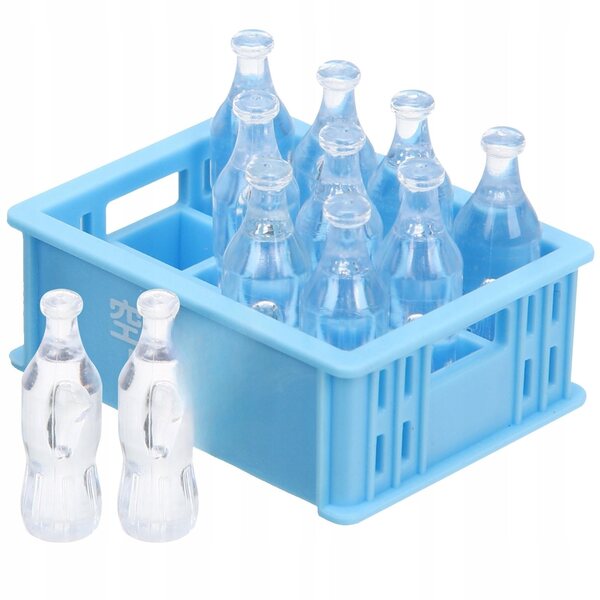 Mini accessorio casa delle bambole scatola bevanda azzurra in plastica 3,6x2,7 cm