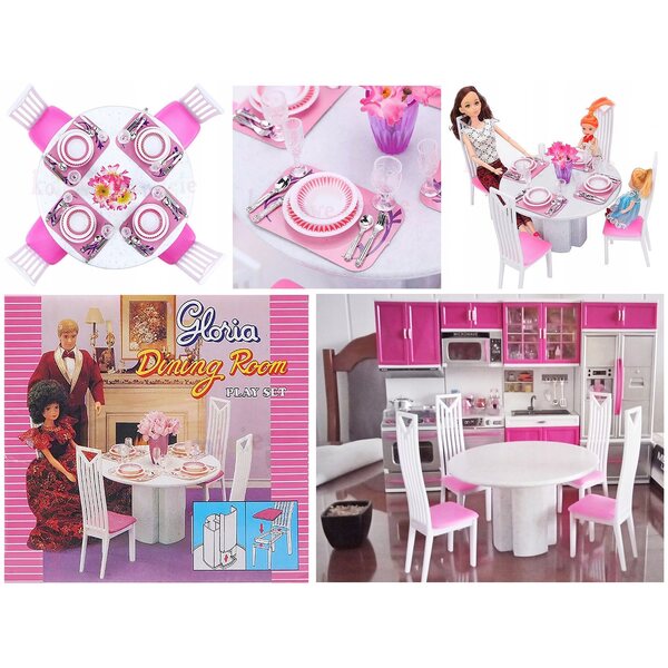 Mobili per bambole Deco Mariage sala da pranzo 38 elementi tavolo e sedie in plastica