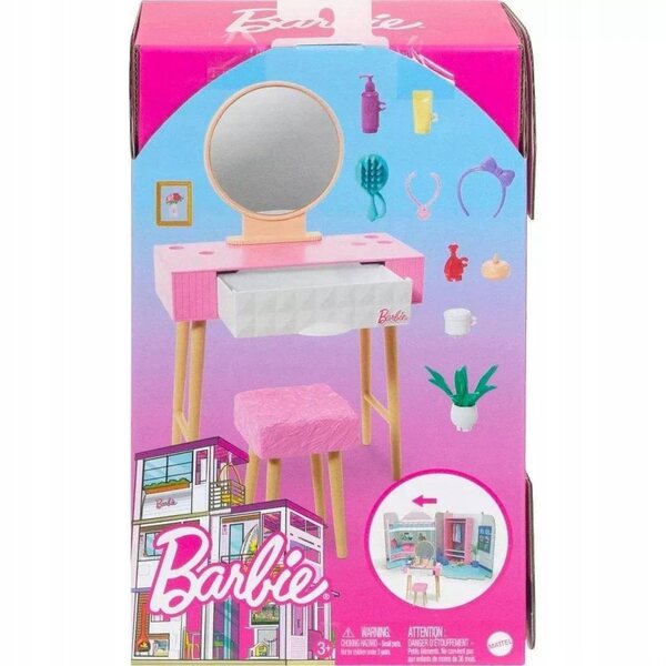Barbie Kunststoff-Möbel- und Dekorationsset für Kinder ab 3 Jahren Mattel