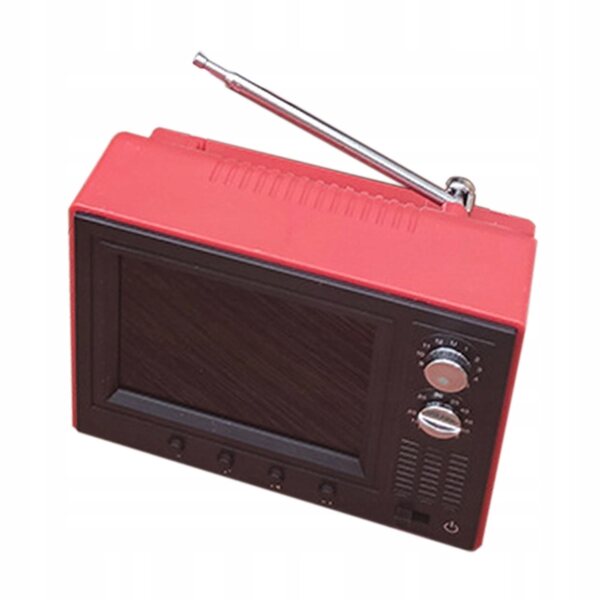 Funktionierender Mini-Retro-Fernseher im Maßstab 1:12 für Dollhouse Red