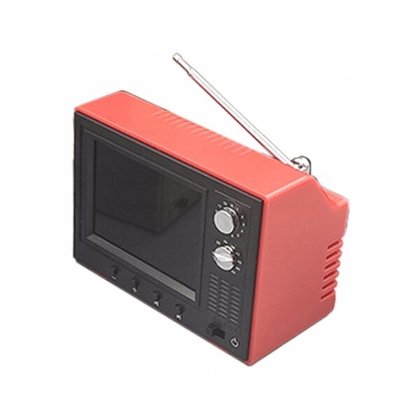 Funktionierender Mini-Retro-Fernseher im Maßstab 1:12 für Dollhouse Red
