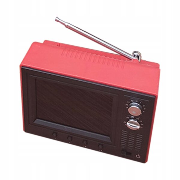 Funktionierender Mini-Retro-Fernseher im Maßstab 1:12 für Dollhouse Red