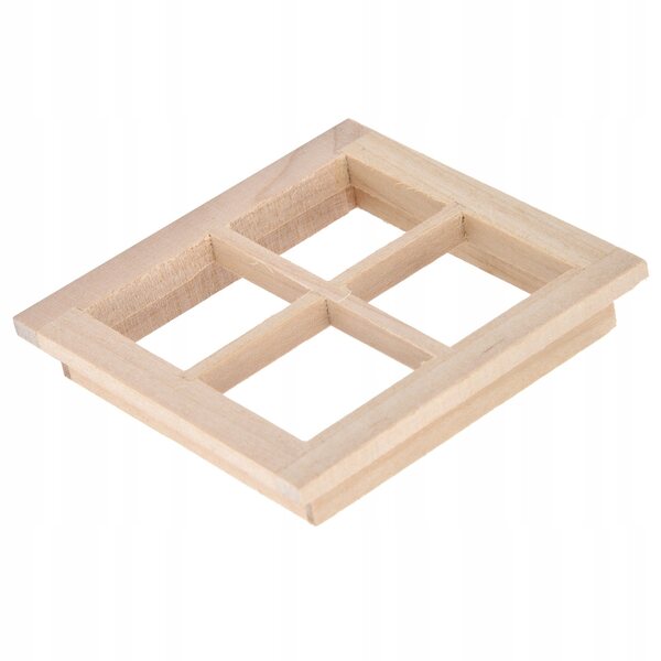 Finestra in legno naturale per casa delle bambole in scala 1:12, accessorio miniatura