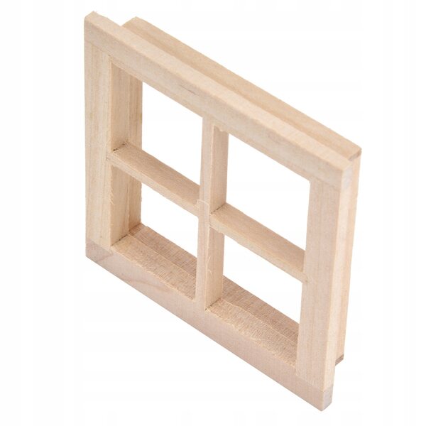 Finestra in legno naturale per casa delle bambole in scala 1:12, accessorio miniatura