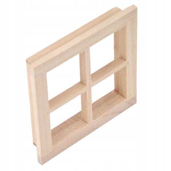 Finestra in legno naturale per casa delle bambole in scala 1:12, accessorio miniatura