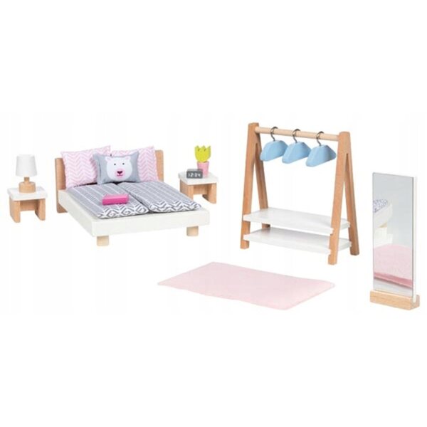 Set Mobili in Legno per Bambole Camera da Letto 18 Pezzi Goki 3+