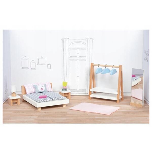 Set Mobili in Legno per Bambole Camera da Letto 18 Pezzi Goki 3+