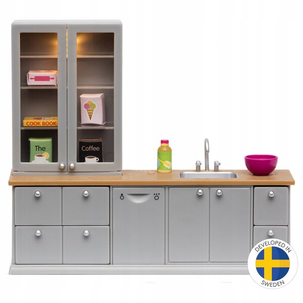 Lundby Puppenhaus-Küchenmöbel-Set mit Geschirrspüler und LED-Sideboard