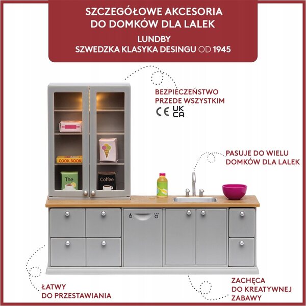 Lundby Puppenhaus-Küchenmöbel-Set mit Geschirrspüler und LED-Sideboard