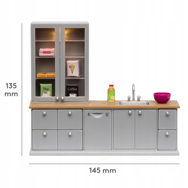 Lundby Puppenhaus-Küchenmöbel-Set mit Geschirrspüler und LED-Sideboard