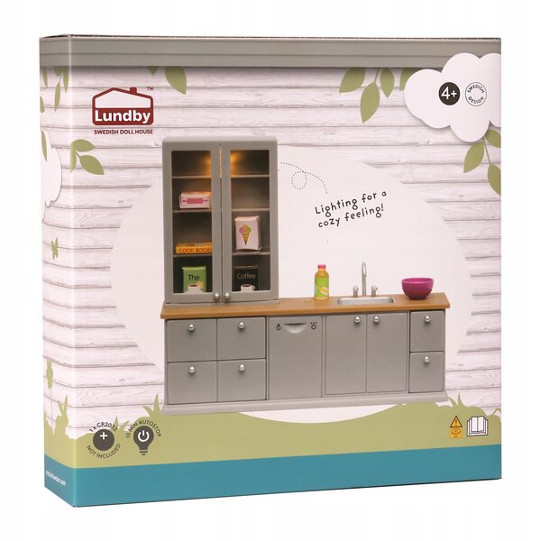 Lundby Puppenhaus-Küchenmöbel-Set mit Geschirrspüler und LED-Sideboard
