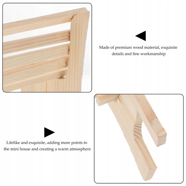 Mini panca in legno per casa delle bambole, dettagli raffinati e dimensioni ridotte