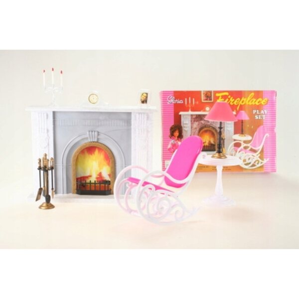 Gloria-Set mit Kamin, Schaukelsessel und Lampe für 29-cm-Puppen