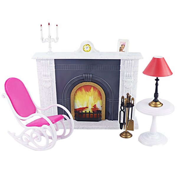 Gloria-Set mit Kamin, Schaukelsessel und Lampe für 29-cm-Puppen