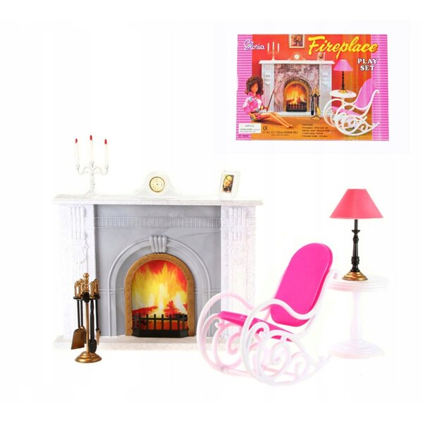 Gloria-Set mit Kamin, Schaukelsessel und Lampe für 29-cm-Puppen