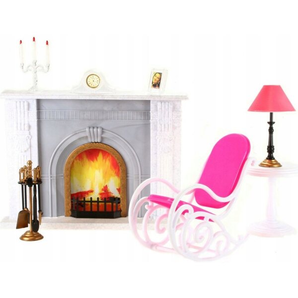 Gloria-Set mit Kamin, Schaukelsessel und Lampe für 29-cm-Puppen