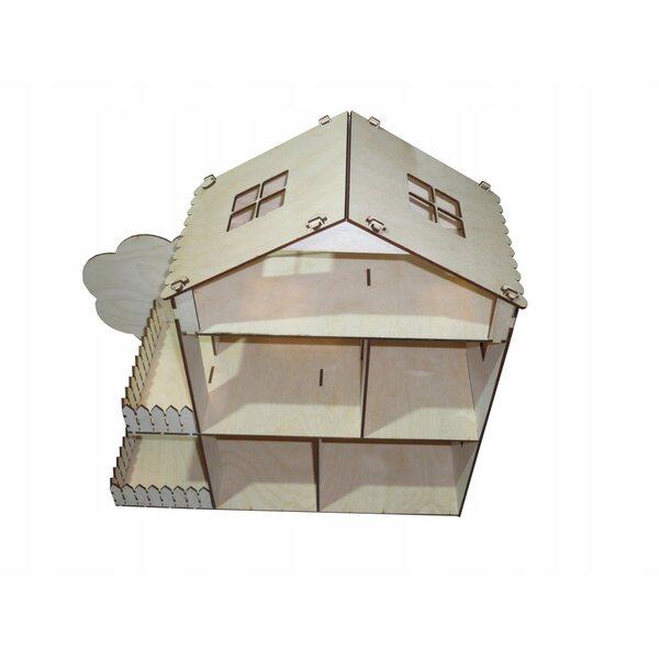3-stöckiges Puppenhaus aus Holz mit Garten und Terrasse zum Zusammenbauen