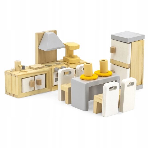VIGA PolarB Holzmöbel-Set für Puppenhausküche und Esszimmer