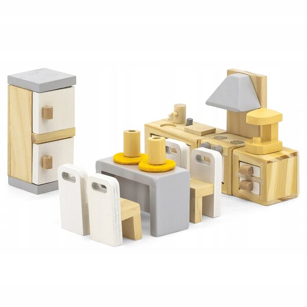 VIGA PolarB Holzmöbel-Set für Puppenhausküche und Esszimmer