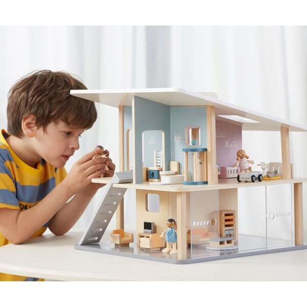 Viga PolarB Holzmöbelset für ein Puppenhaus, Wohnzimmer mit TV