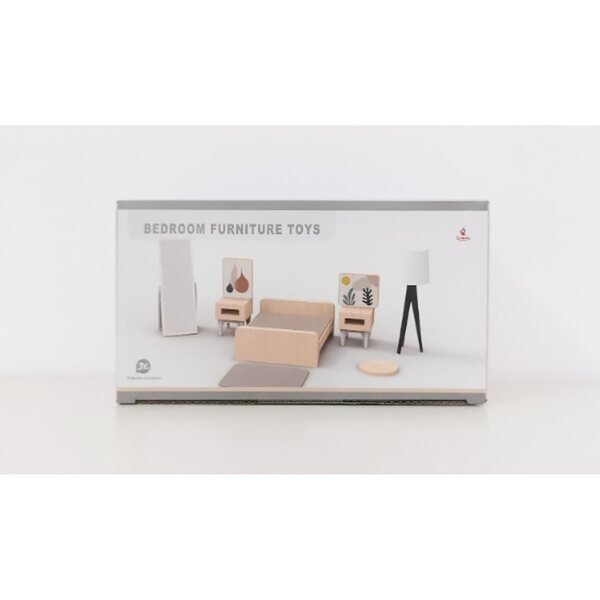 Komplettes und kreatives Schlafzimmerset mit Puppenhausmöbeln aus Holz
