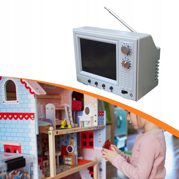 Mini-Arbeitsfernseher 1/12 hellgrün für Puppenhaus im Retro-Stil
