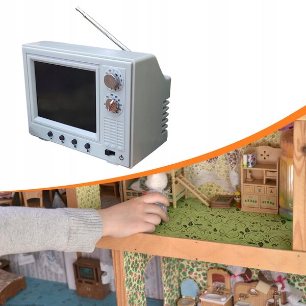 Mini-Arbeitsfernseher 1/12 hellgrün für Puppenhaus im Retro-Stil
