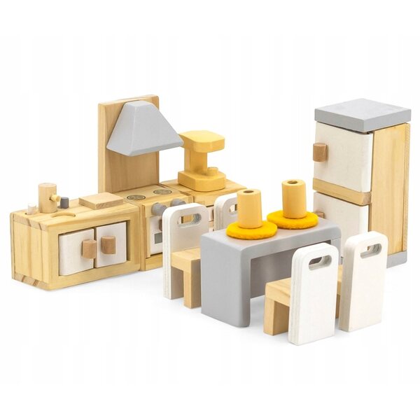Viga PolarB Küchen- und Esszimmermöbelset aus Holz für das Puppenhaus