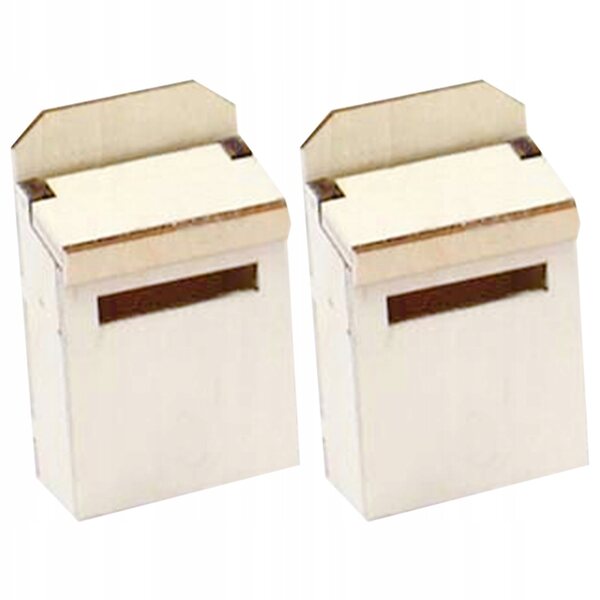 2 Mini-Briefkästen aus beigem Holz zur Dekoration und zum Spielen für Kinder
