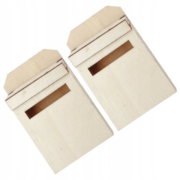 2 Mini-Briefkästen aus beigem Holz zur Dekoration und zum Spielen für Kinder