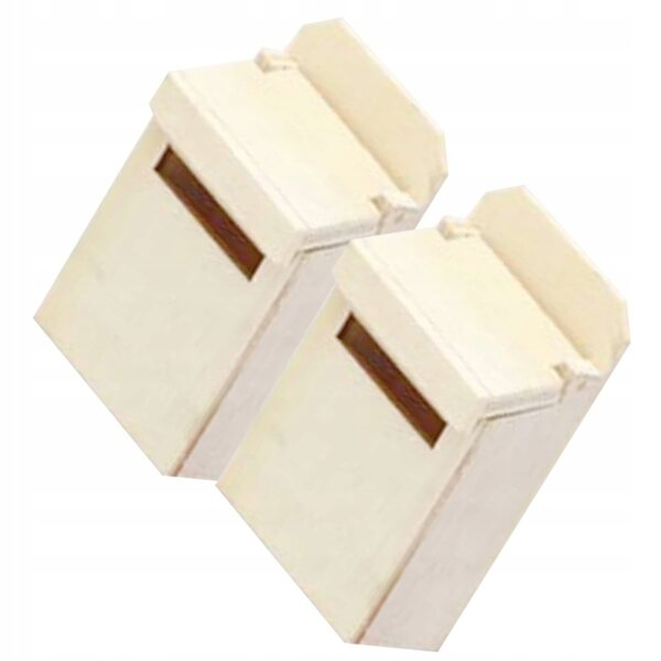 2 Mini-Briefkästen aus beigem Holz zur Dekoration und zum Spielen für Kinder