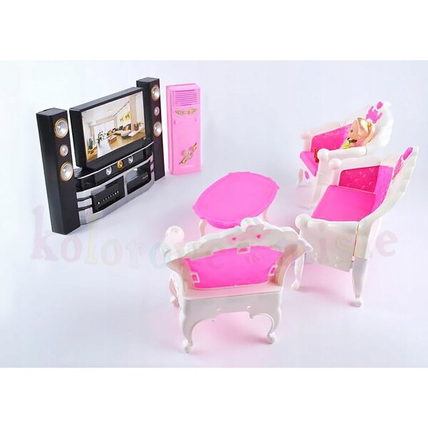 Set Mobili per Bambole Deco Mariage TV e Accessori per Casa Giocattolo