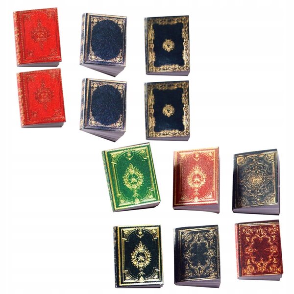 Lot de 12 mini livres décoratifs classiques pour maisons de poupées en papier multicolore