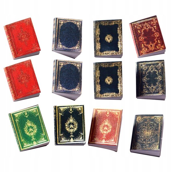 Lot de 12 mini livres décoratifs classiques pour maisons de poupées en papier multicolore