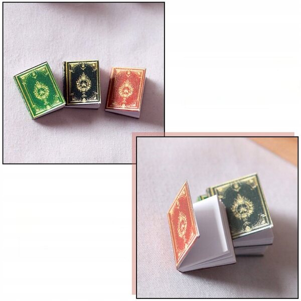 Lot de 12 mini livres décoratifs classiques pour maisons de poupées en papier multicolore