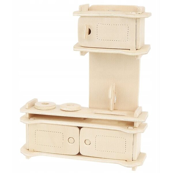 Holzmöbel-Set für Puppenhaus, 34-teilig – Schlafzimmer, Küche, Wohnzimmer