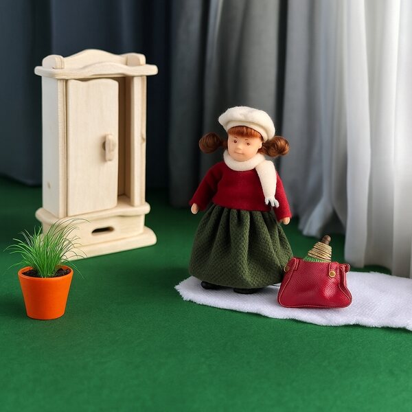 Holzmöbel-Set für Puppenhaus, 34-teilig – Schlafzimmer, Küche, Wohnzimmer