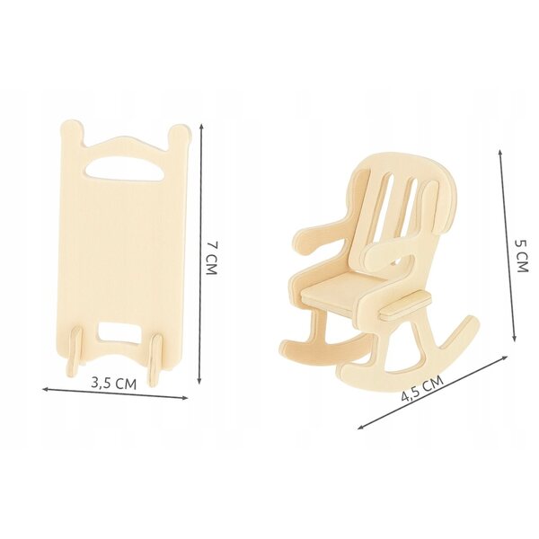 Holzmöbel-Set für Puppenhaus, 34-teilig – Schlafzimmer, Küche, Wohnzimmer