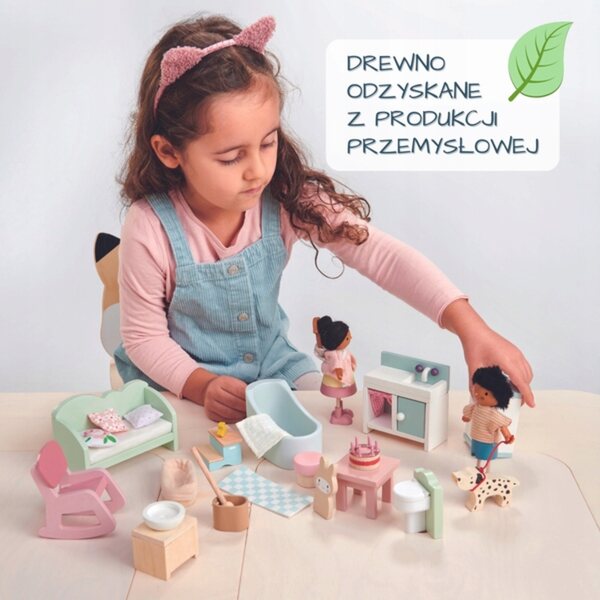 Tender Leaf Toys set mobili in legno per casa delle bambole, interno dettagliato