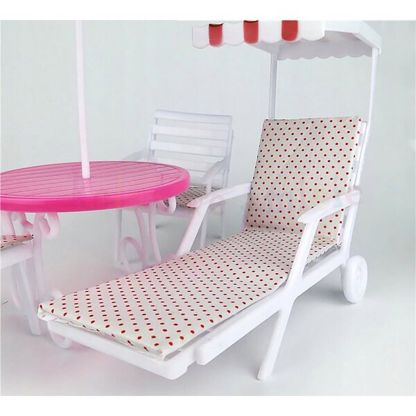 Set Mobili per Bambole 29 cm Deco Mariage Lettino, Tavolo e Sedie da Giardino